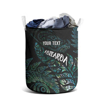 Aotearoa Personalized Lawn Bowls Maori Laundry Basket New Zealand Paua Shell Tribal Silver Fern - Polynesian Pride