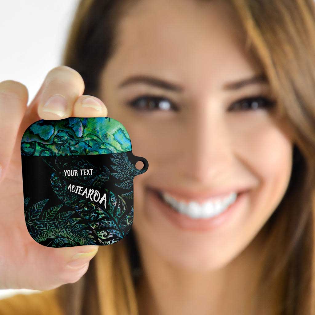 Aotearoa Personalized Lawn Bowls Maori AirPods Case New Zealand Paua Shell Tribal Silver Fern - Polynesian Pride
