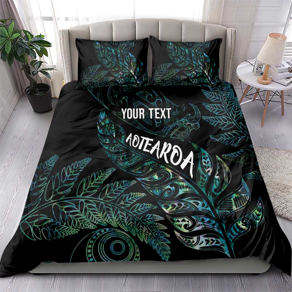 Aotearoa Personalized Lawn Bowls Maori Bedding Set New Zealand Paua Shell Tribal Silver Fern - Polynesian Pride