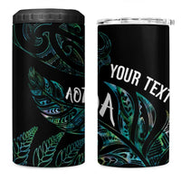 Aotearoa Personalized Lawn Bowls Maori 4 in 1 Can Cooler Tumbler New Zealand Paua Shell Tribal Silver Fern - Polynesian Pride