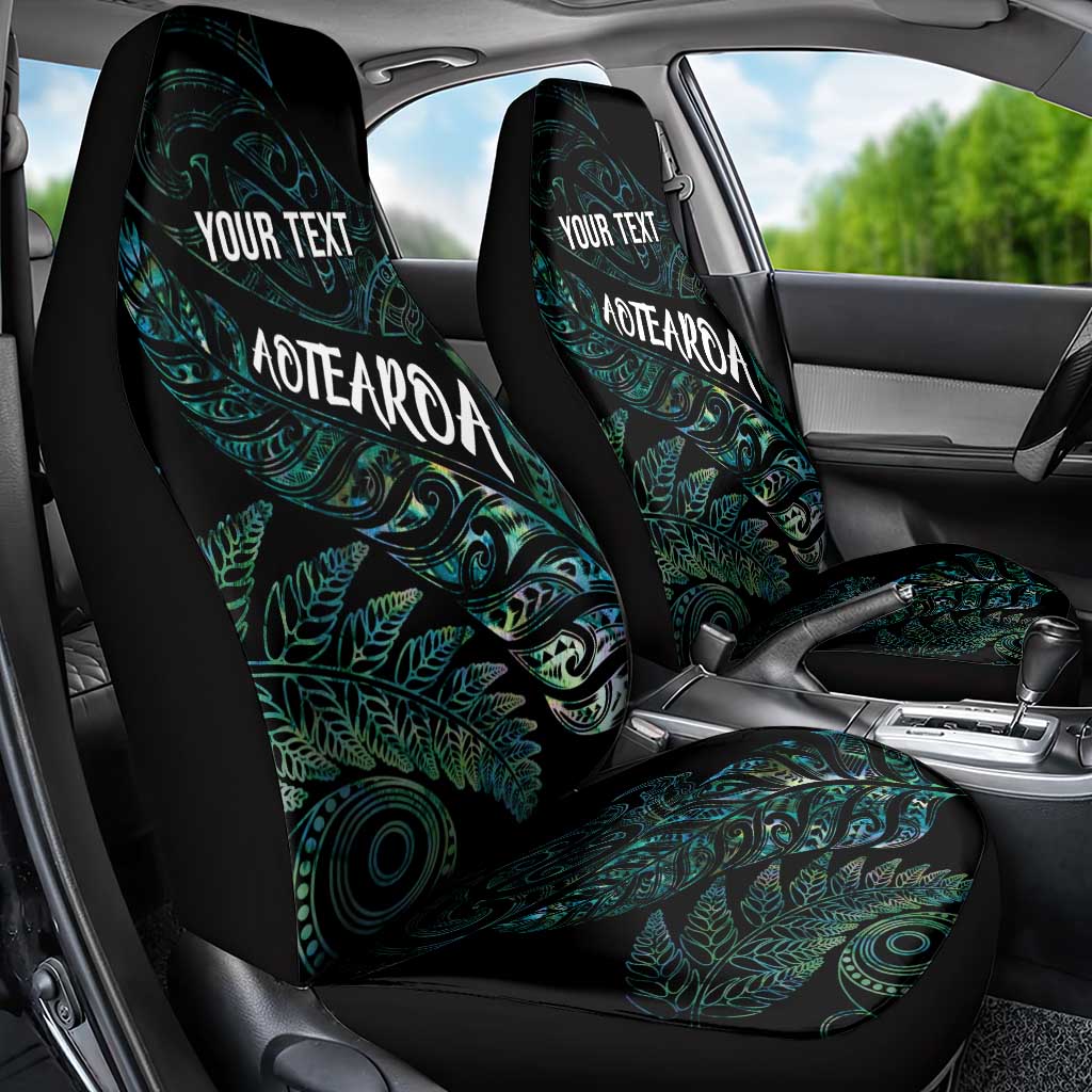 Aotearoa Personalized Lawn Bowls Maori Car Seat Cover New Zealand Paua Shell Tribal Silver Fern - Polynesian Pride