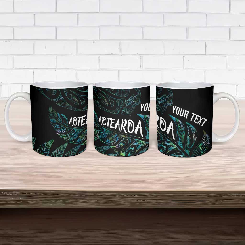 Aotearoa Personalized Lawn Bowls Maori Ceramic Mug New Zealand Paua Shell Tribal Silver Fern - Polynesian Pride