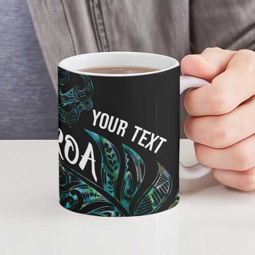 Aotearoa Personalized Lawn Bowls Maori Ceramic Mug New Zealand Paua Shell Tribal Silver Fern - Polynesian Pride