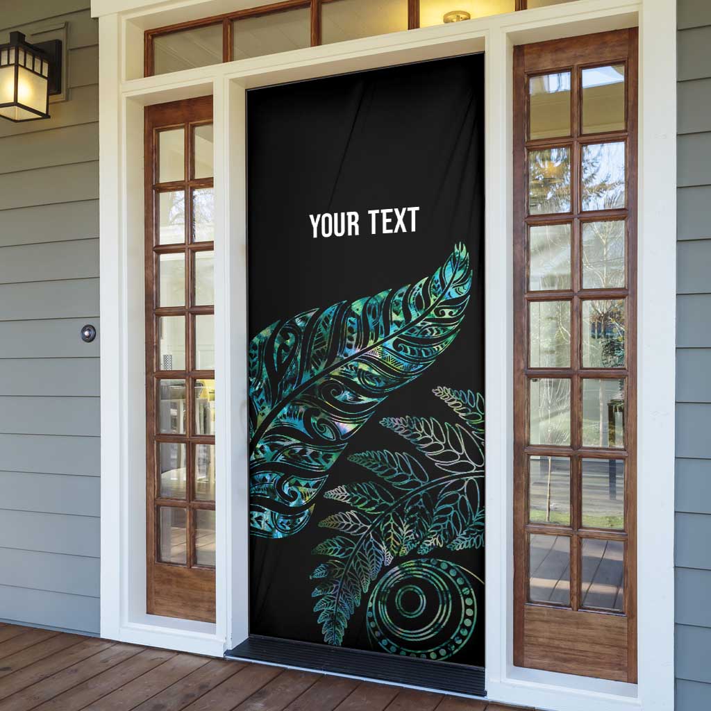 Aotearoa Personalized Lawn Bowls Maori Door Cover New Zealand Paua Shell Tribal Silver Fern - Polynesian Pride