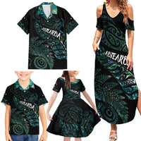 Aotearoa Personalized Lawn Bowls Maori Family Matching Summer Maxi Dress and Hawaiian Shirt New Zealand Paua Shell Tribal Silver Fern - Polynesian Pride