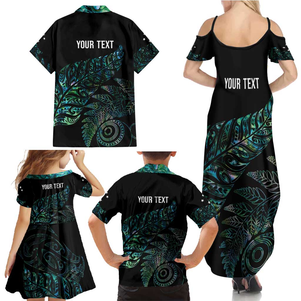 Aotearoa Personalized Lawn Bowls Maori Family Matching Summer Maxi Dress and Hawaiian Shirt New Zealand Paua Shell Tribal Silver Fern - Polynesian Pride