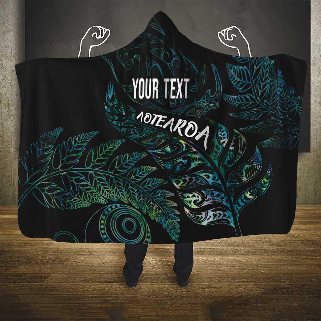 Aotearoa Personalized Lawn Bowls Maori Hooded Blanket New Zealand Paua Shell Tribal Silver Fern - Polynesian Pride