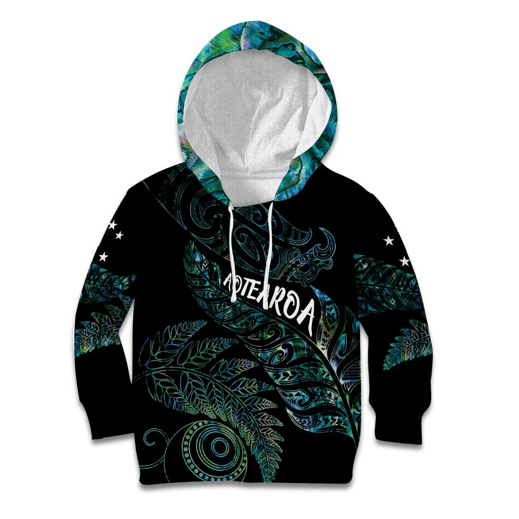 Aotearoa Personalized Lawn Bowls Maori Kid Hoodie New Zealand Paua Shell Tribal Silver Fern - Polynesian Pride