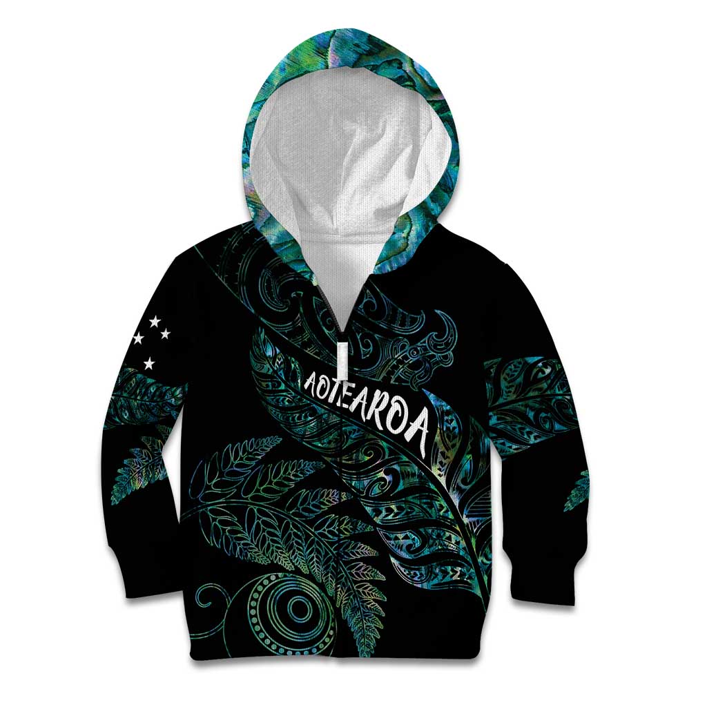 Aotearoa Personalized Lawn Bowls Maori Kid Hoodie New Zealand Paua Shell Tribal Silver Fern - Polynesian Pride