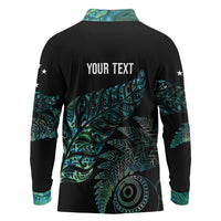 Aotearoa Personalized Lawn Bowls Maori Long Sleeve Polo Shirt New Zealand Paua Shell Tribal Silver Fern - Polynesian Pride