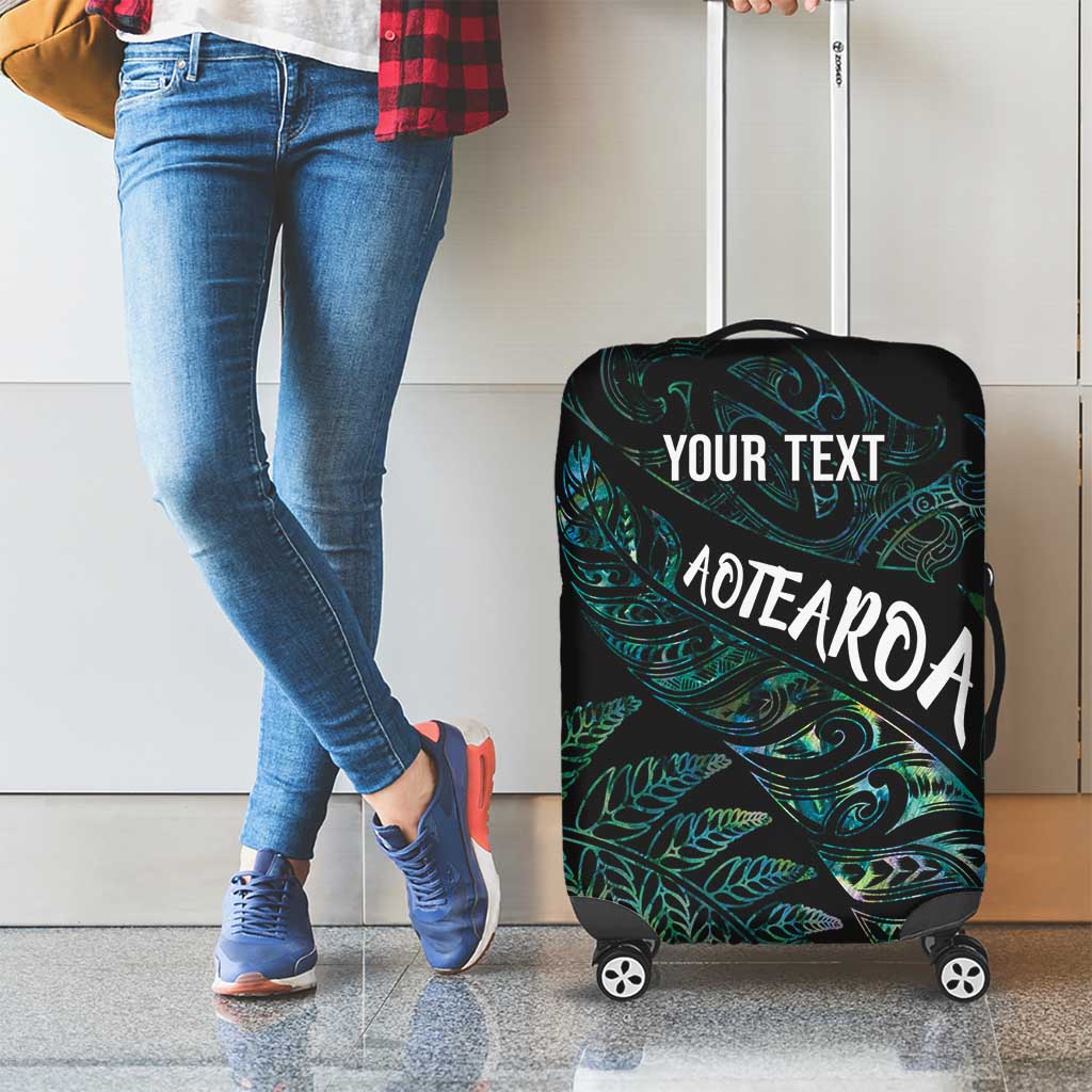 Aotearoa Personalized Lawn Bowls Maori Luggage Cover New Zealand Paua Shell Tribal Silver Fern - Polynesian Pride