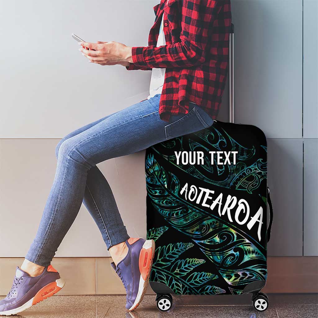 Aotearoa Personalized Lawn Bowls Maori Luggage Cover New Zealand Paua Shell Tribal Silver Fern - Polynesian Pride