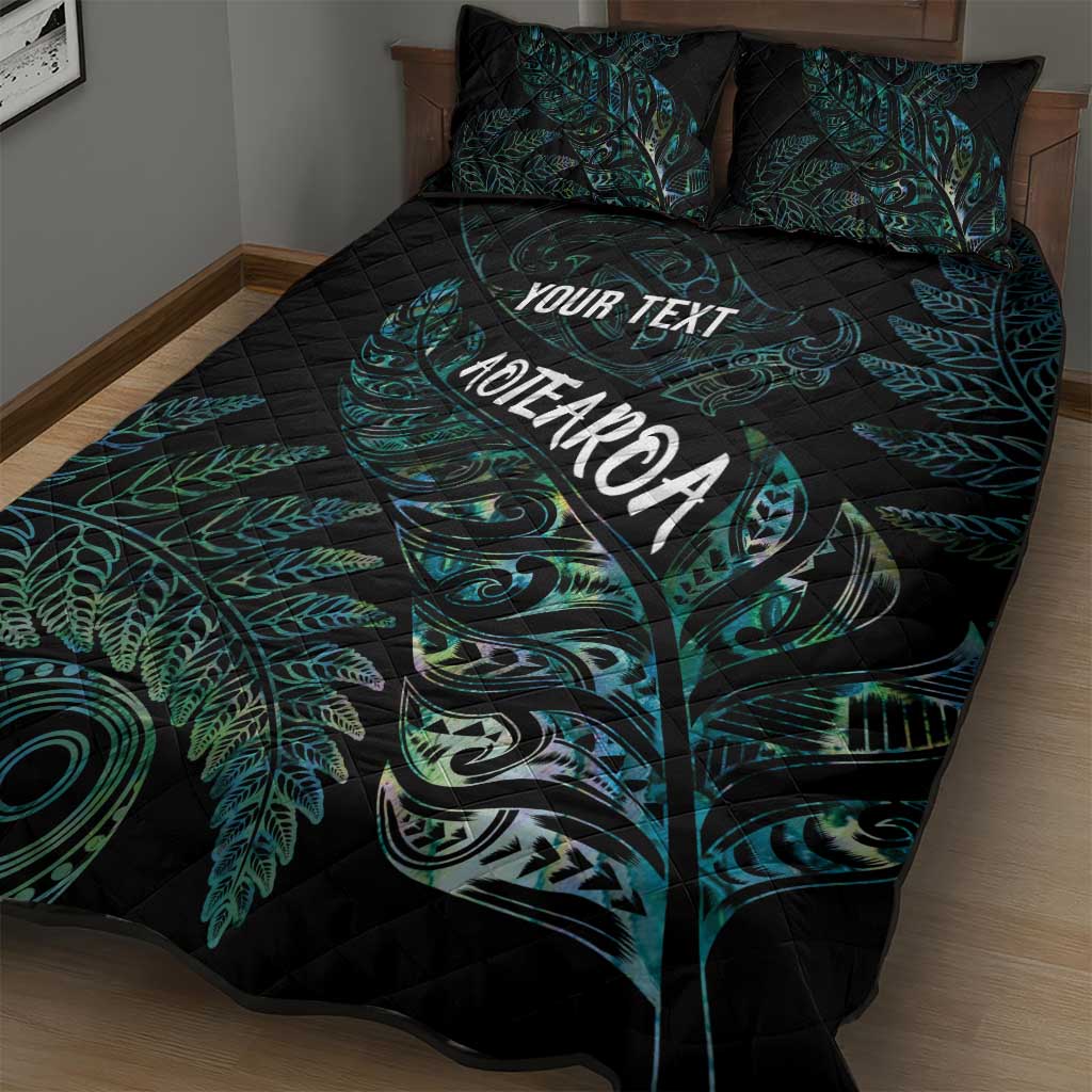 Aotearoa Personalized Lawn Bowls Maori Quilt Bed Set New Zealand Paua Shell Tribal Silver Fern - Polynesian Pride