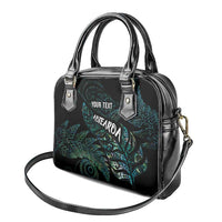 Aotearoa Personalized Lawn Bowls Maori Shoulder Handbag New Zealand Paua Shell Tribal Silver Fern - Polynesian Pride