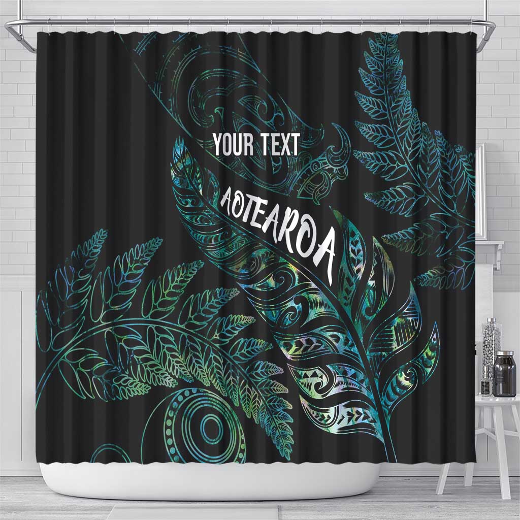 Aotearoa Personalized Lawn Bowls Maori Shower Curtain New Zealand Paua Shell Tribal Silver Fern - Polynesian Pride