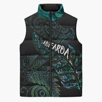 Aotearoa Personalized Lawn Bowls Maori Sleeveless Puffer Jacket New Zealand Paua Shell Tribal Silver Fern - Polynesian Pride