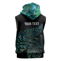 Aotearoa Personalized Lawn Bowls Maori Sleeveless Zip Hoodie New Zealand Paua Shell Tribal Silver Fern LT7