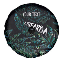 Aotearoa Personalized Lawn Bowls Maori Spare Tire Cover New Zealand Paua Shell Tribal Silver Fern - Polynesian Pride