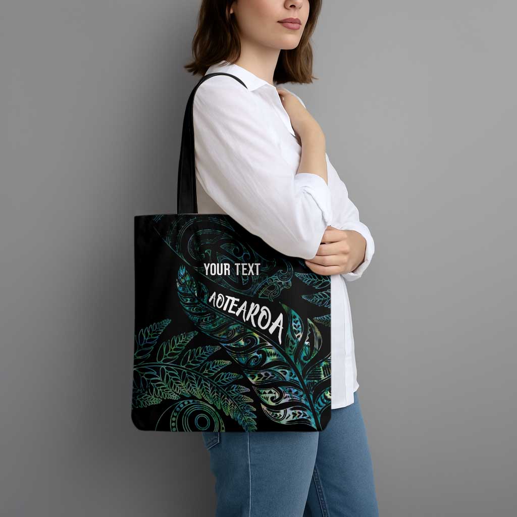 Aotearoa Personalized Lawn Bowls Maori Tote Bag New Zealand Paua Shell Tribal Silver Fern - Polynesian Pride