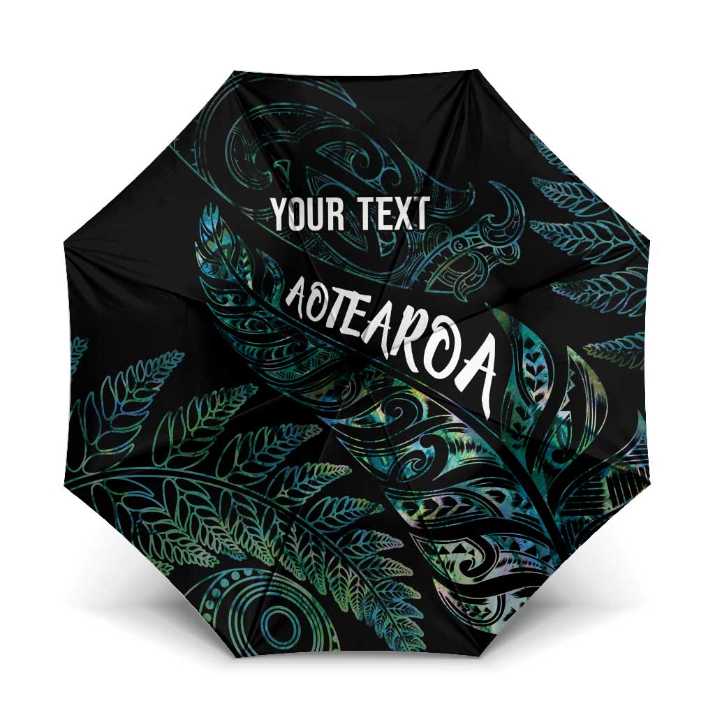 Aotearoa Personalized Lawn Bowls Maori Umbrella New Zealand Paua Shell Tribal Silver Fern - Polynesian Pride