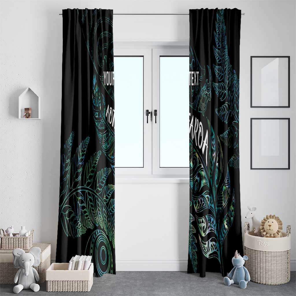 Aotearoa Personalized Lawn Bowls Maori Window Curtain New Zealand Paua Shell Tribal Silver Fern - Polynesian Pride