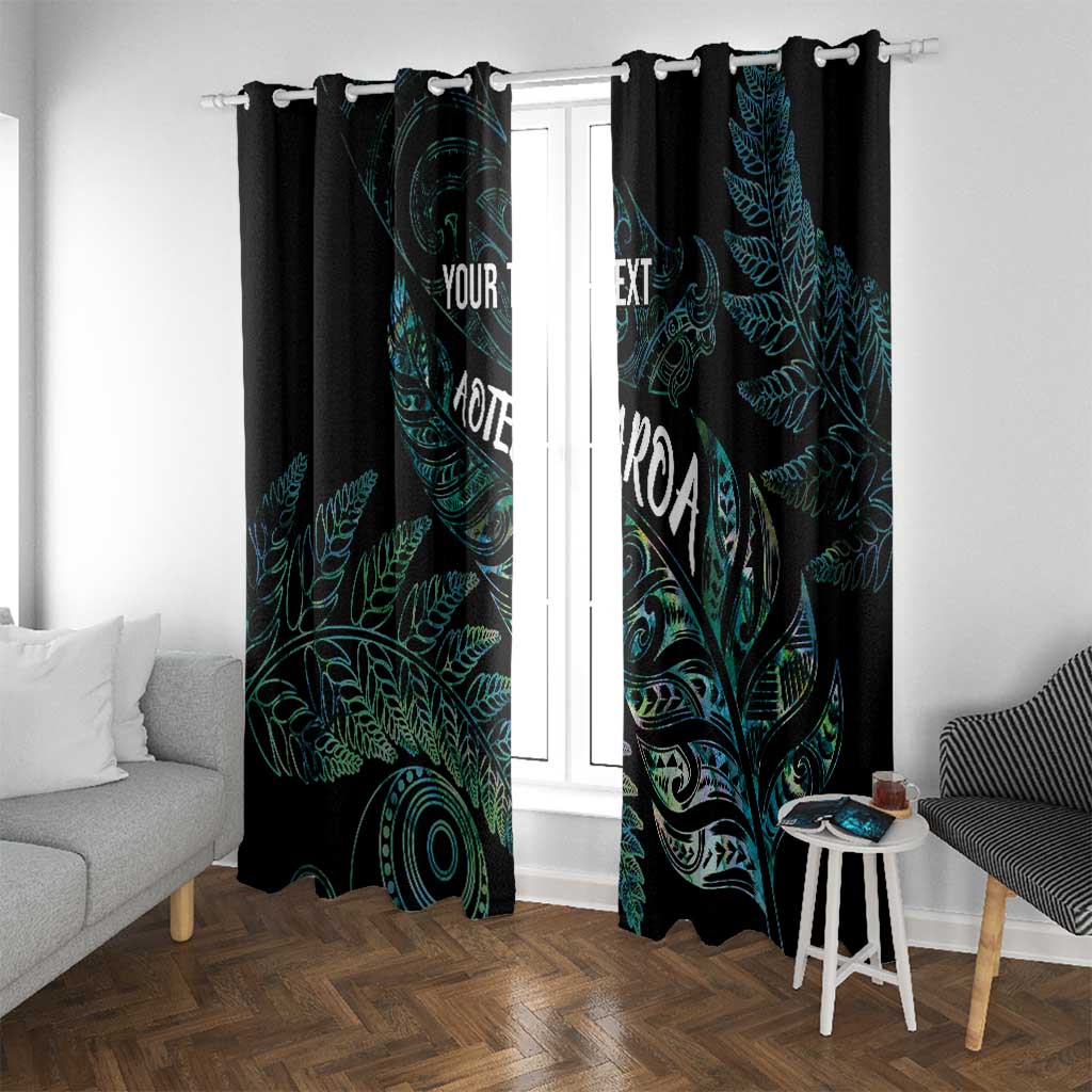 Aotearoa Personalized Lawn Bowls Maori Window Curtain New Zealand Paua Shell Tribal Silver Fern - Polynesian Pride