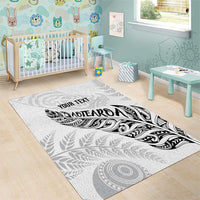 Aotearoa Personalized Lawn Bowls Maori Area Rug New Zealand White Tribal Silver Fern - Polynesian Pride