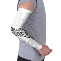 Aotearoa Personalized Lawn Bowls Maori Arm Sleeves New Zealand White Tribal Silver Fern - Polynesian Pride