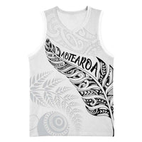 Aotearoa Personalized Lawn Bowls Maori Basketball Jersey New Zealand White Tribal Silver Fern - Polynesian Pride