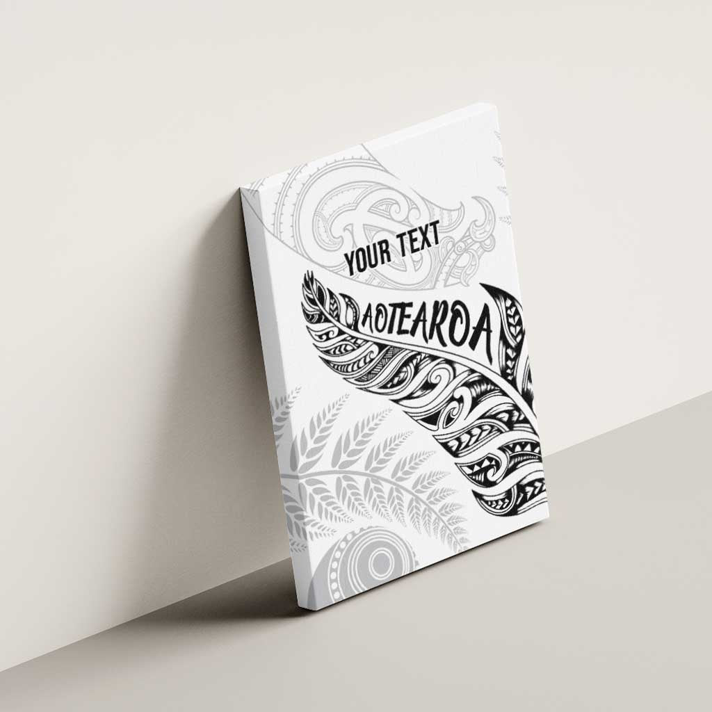 Aotearoa Personalized Lawn Bowls Maori Canvas Wall Art New Zealand White Tribal Silver Fern - Polynesian Pride