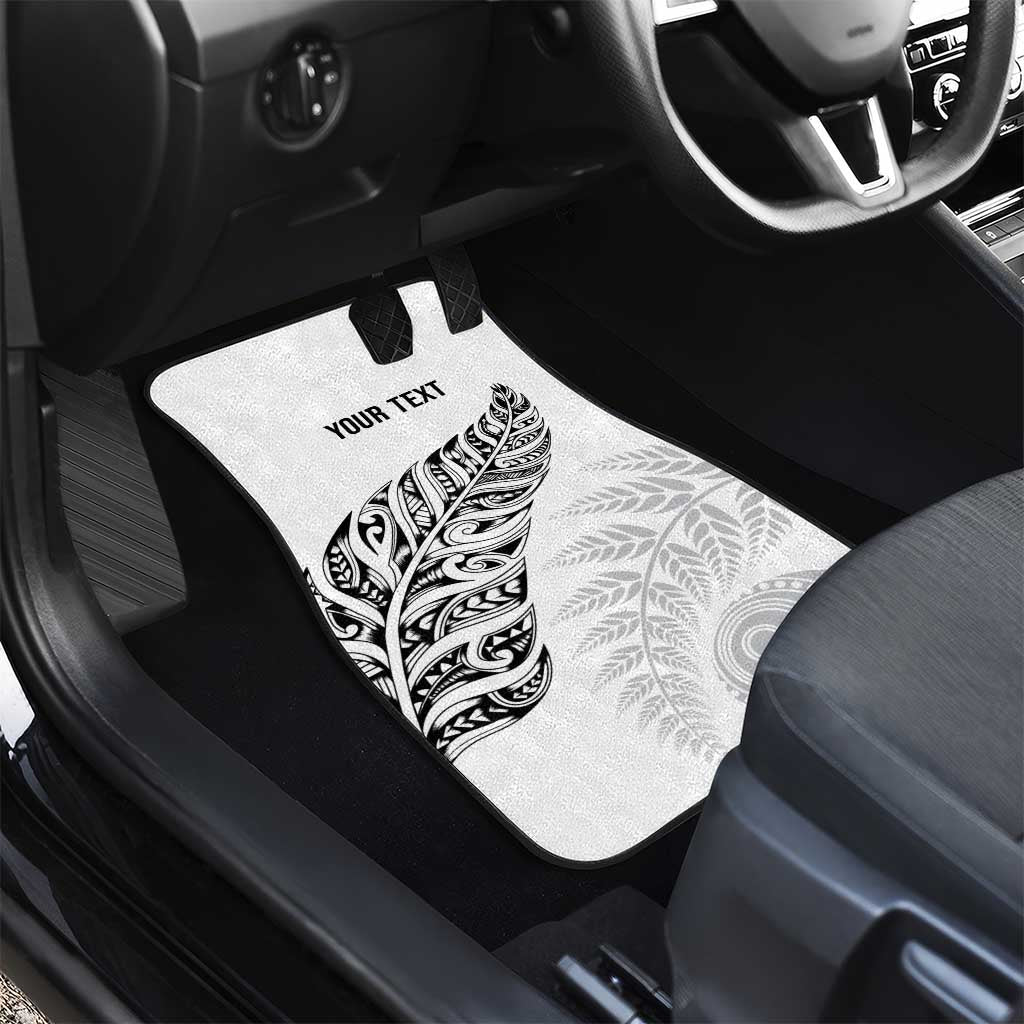 Aotearoa Personalized Lawn Bowls Maori Car Mats New Zealand White Tribal Silver Fern - Polynesian Pride