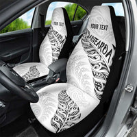 Aotearoa Personalized Lawn Bowls Maori Car Seat Cover New Zealand White Tribal Silver Fern - Polynesian Pride