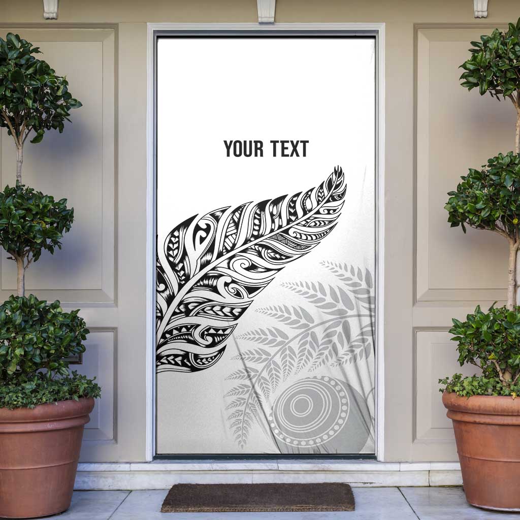 Aotearoa Personalized Lawn Bowls Maori Door Cover New Zealand White Tribal Silver Fern - Polynesian Pride