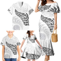 Aotearoa Personalized Lawn Bowls Maori Family Matching Mermaid Dress and Hawaiian Shirt New Zealand White Tribal Silver Fern - Polynesian Pride