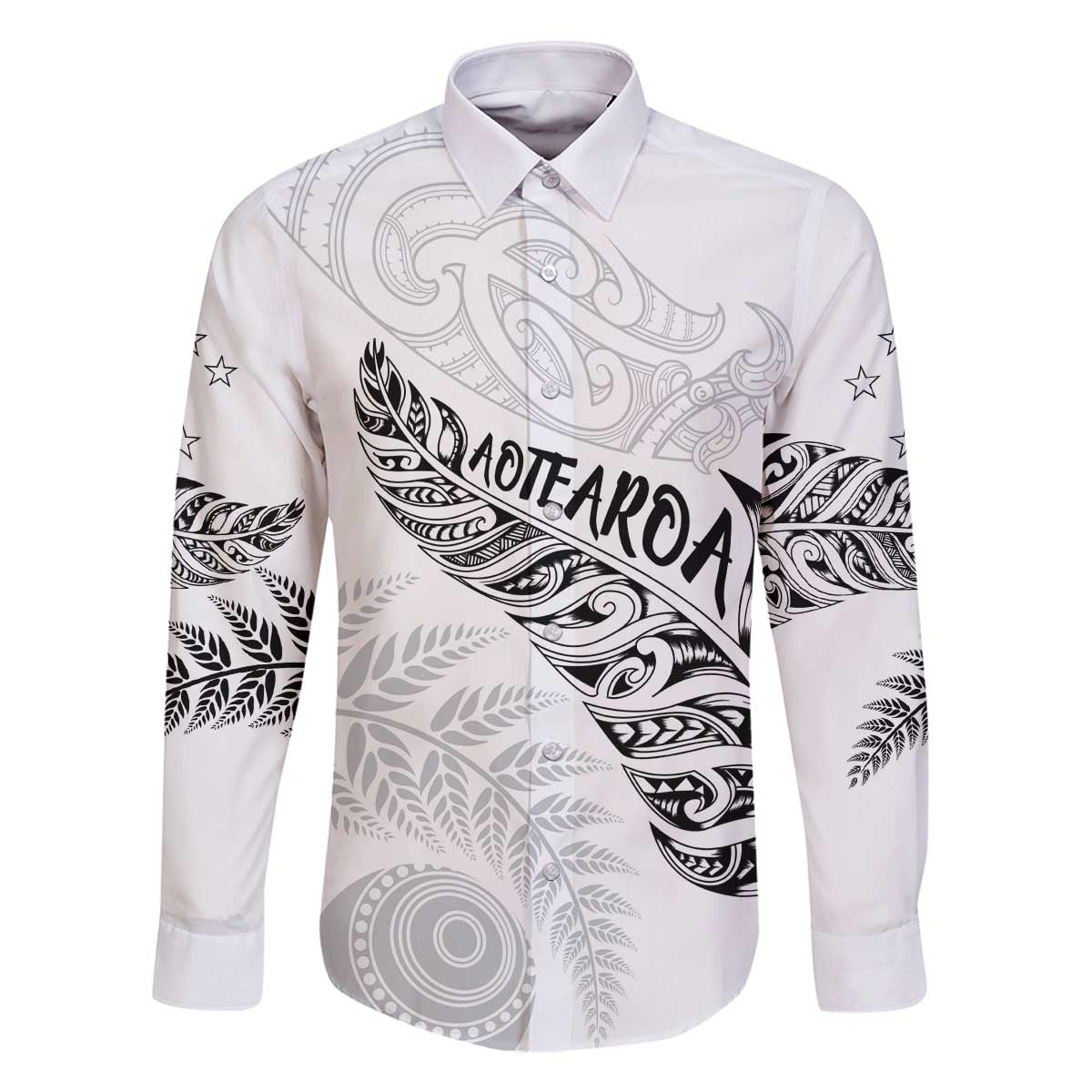 Aotearoa Personalized Lawn Bowls Maori Family Matching Off The Shoulder Long Sleeve Dress and Hawaiian Shirt New Zealand White Tribal Silver Fern - Polynesian Pride