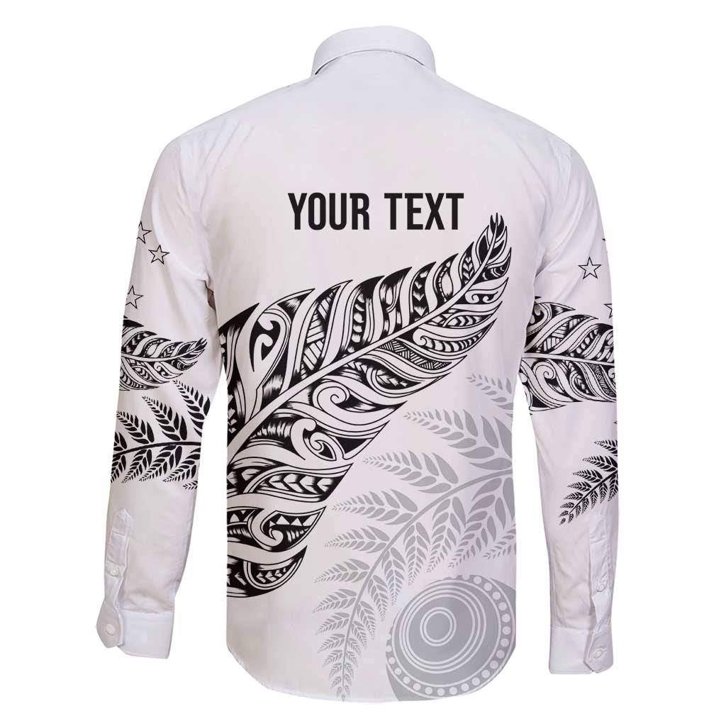 Aotearoa Personalized Lawn Bowls Maori Family Matching Off Shoulder Short Dress and Hawaiian Shirt New Zealand White Tribal Silver Fern - Polynesian Pride