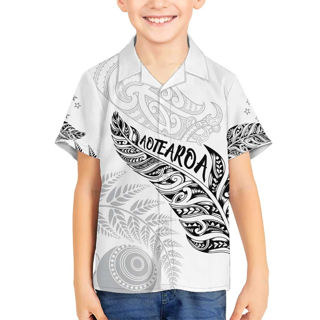 Aotearoa Personalized Lawn Bowls Maori Family Matching Puletasi and Hawaiian Shirt New Zealand White Tribal Silver Fern - Polynesian Pride