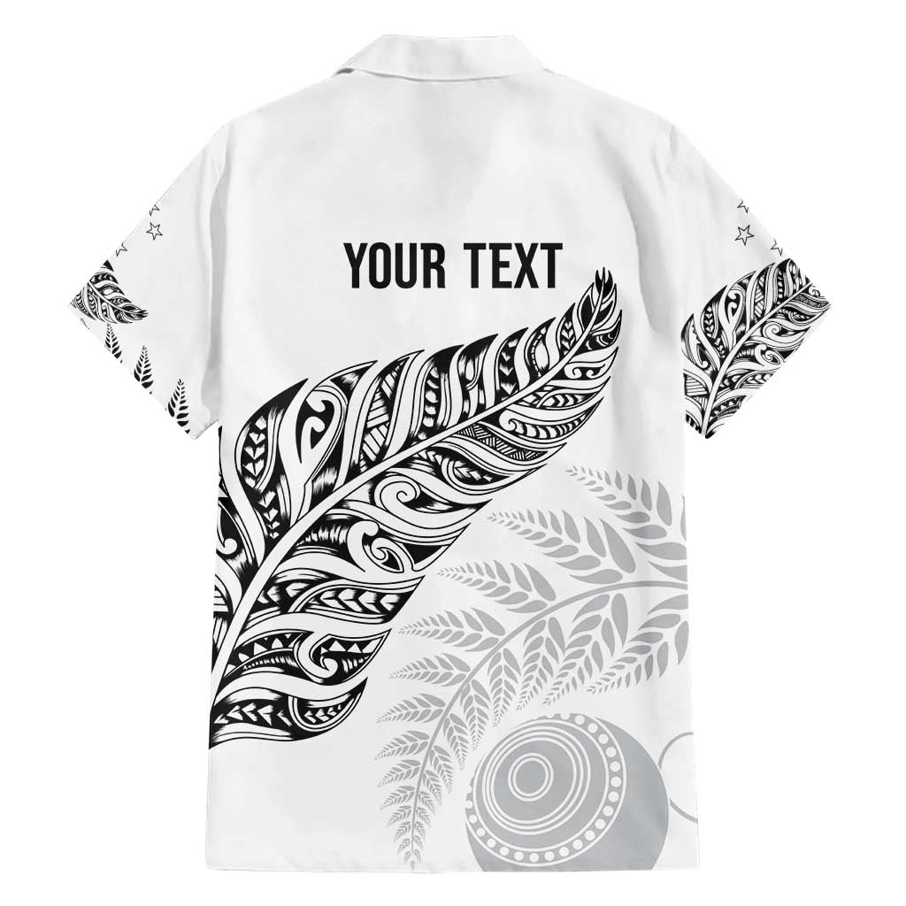 Aotearoa Personalized Lawn Bowls Maori Family Matching Short Sleeve Bodycon Dress and Hawaiian Shirt New Zealand White Tribal Silver Fern - Polynesian Pride