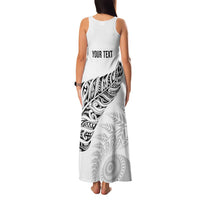 Aotearoa Personalized Lawn Bowls Maori Family Matching Tank Maxi Dress and Hawaiian Shirt New Zealand White Tribal Silver Fern - Polynesian Pride