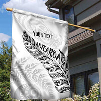 Aotearoa Personalized Lawn Bowls Maori Garden Flag New Zealand White Tribal Silver Fern - Polynesian Pride