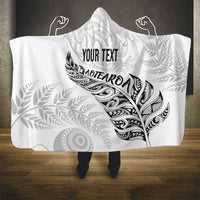 Aotearoa Personalized Lawn Bowls Maori Hooded Blanket New Zealand White Tribal Silver Fern - Polynesian Pride