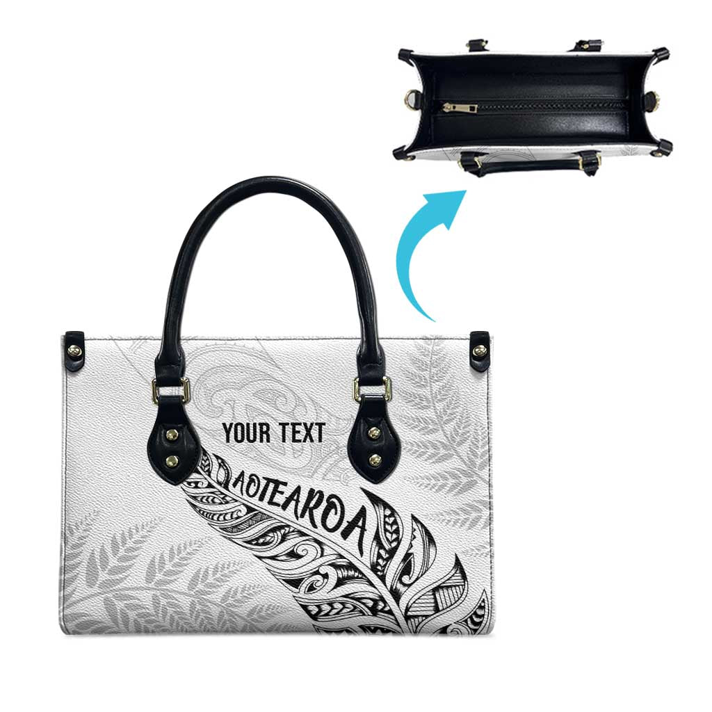 Aotearoa Personalized Lawn Bowls Maori Leather Bag New Zealand White Tribal Silver Fern - Polynesian Pride