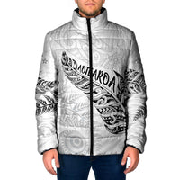 Aotearoa Personalized Lawn Bowls Maori Padded Jacket New Zealand White Tribal Silver Fern - Polynesian Pride