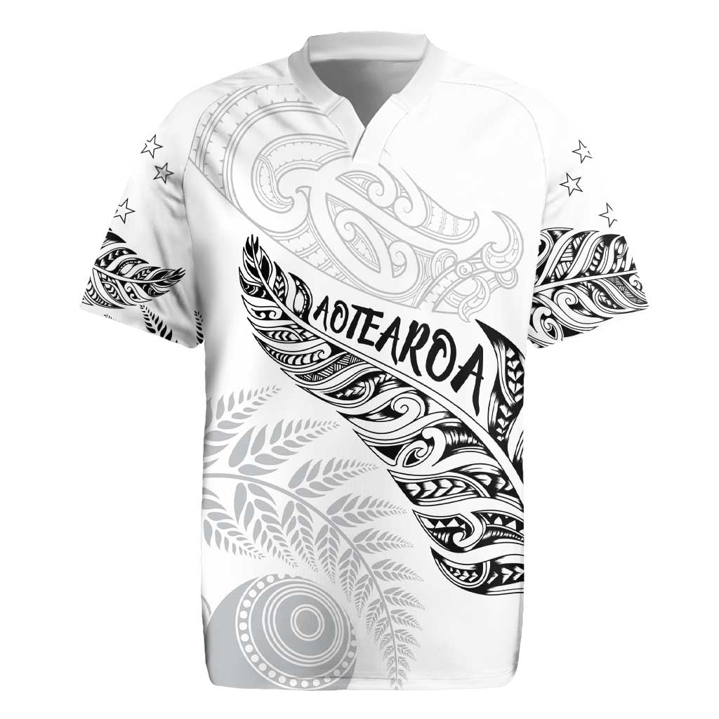 Aotearoa Personalized Lawn Bowls Maori Rugby Jersey New Zealand White Tribal Silver Fern - Polynesian Pride