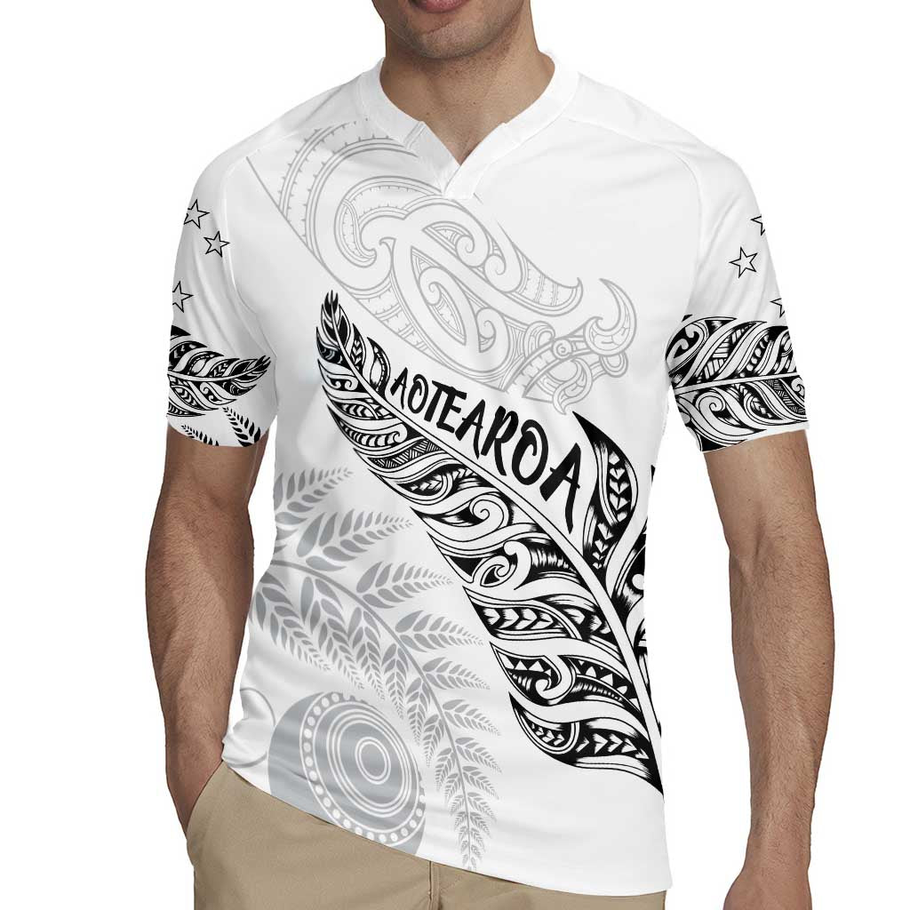 Aotearoa Personalized Lawn Bowls Maori Rugby Jersey New Zealand White Tribal Silver Fern - Polynesian Pride