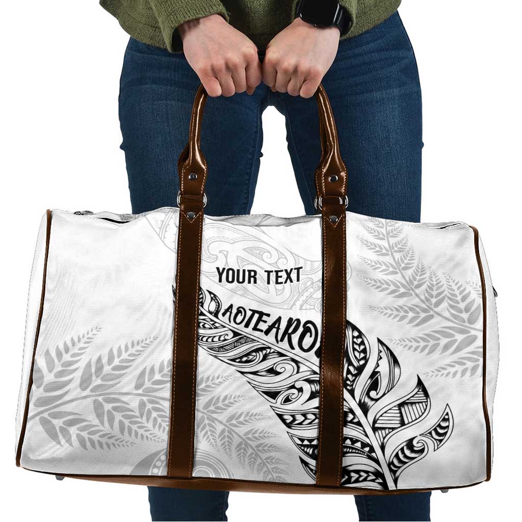 Aotearoa Personalized Lawn Bowls Maori Travel Bag New Zealand White Tribal Silver Fern - Polynesian Pride