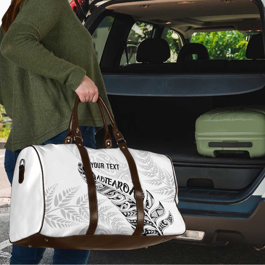 Aotearoa Personalized Lawn Bowls Maori Travel Bag New Zealand White Tribal Silver Fern - Polynesian Pride