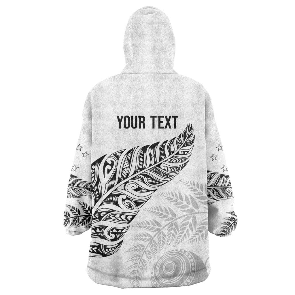 Aotearoa Personalized Lawn Bowls Maori Wearable Blanket Hoodie New Zealand White Tribal Silver Fern - Polynesian Pride