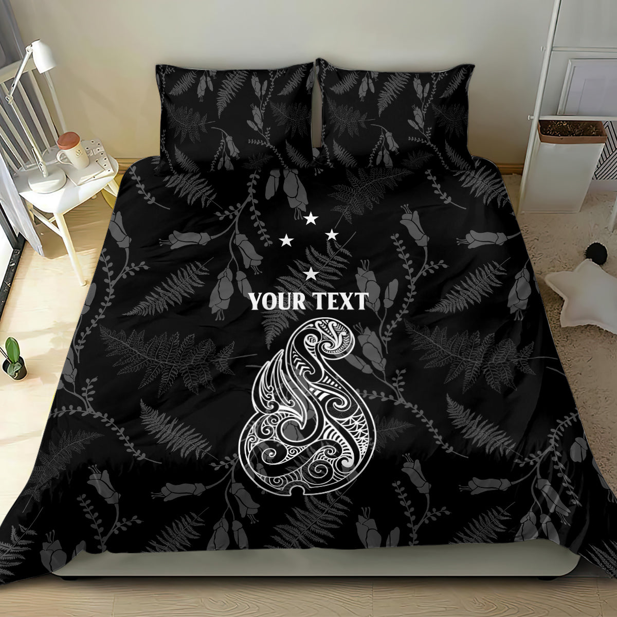 Personalised Maori Waitangi Bedding Set New Zealand Silver Fern Mix Kowhai Flowers LT7 - Polynesian Pride