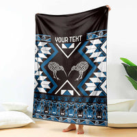 Personalised Taniko Motifs Aotearoa Blanket Waitangi Kowhaiwhai Kiwi - Blue LT7 - Polynesian Pride